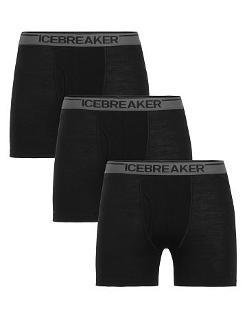 Pánské Spodní Prádlo Icebreaker Merino Anatomica Boxers With Fly 3 Pack Černé | CZ 1624RVDW